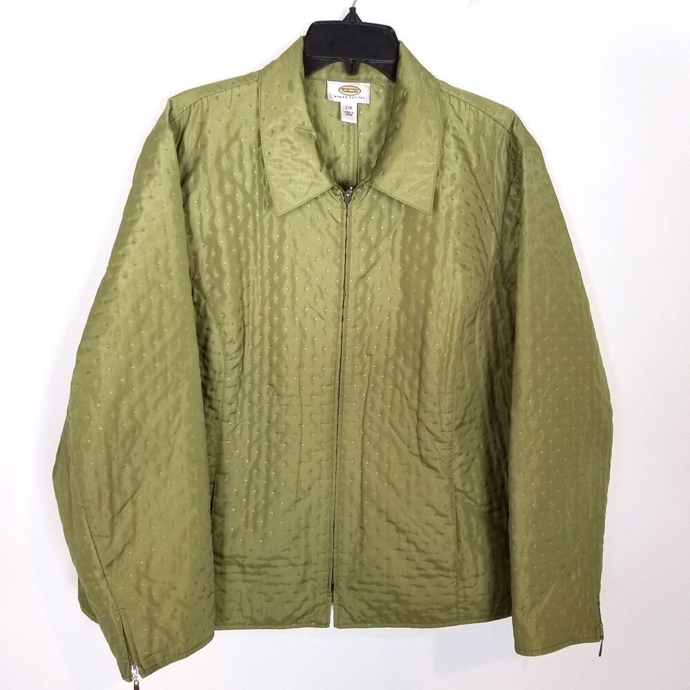 Talbots Women Zip Up Insulated Lightweight Jacket Sz 22W Petite Green Casual